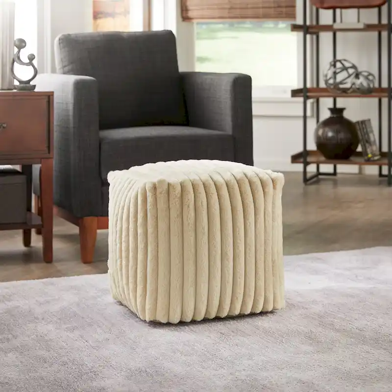 Brunico Upholstered Square Pouf Ottoman by iNSPIRE Q Bold