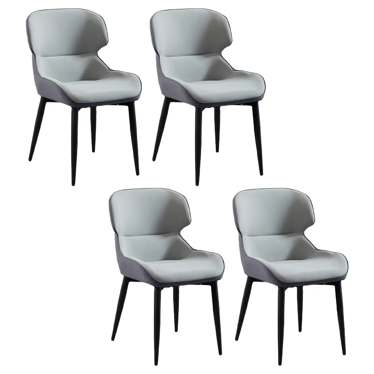 Scandinavian Leather Wingback Upholstered Dining Chair