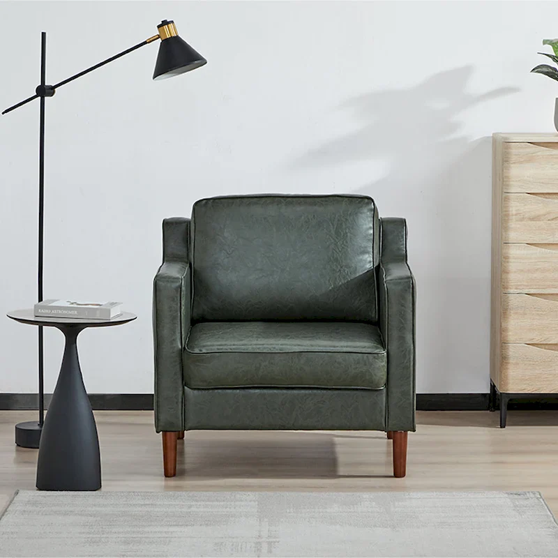 Sedona Modern Accent Chair, Faux Linen / Vegan Leather Armchair