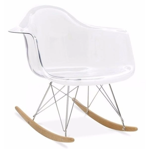 Crystal Clear Plastic Rocker Rocking Molded Shell With Arms Armchair