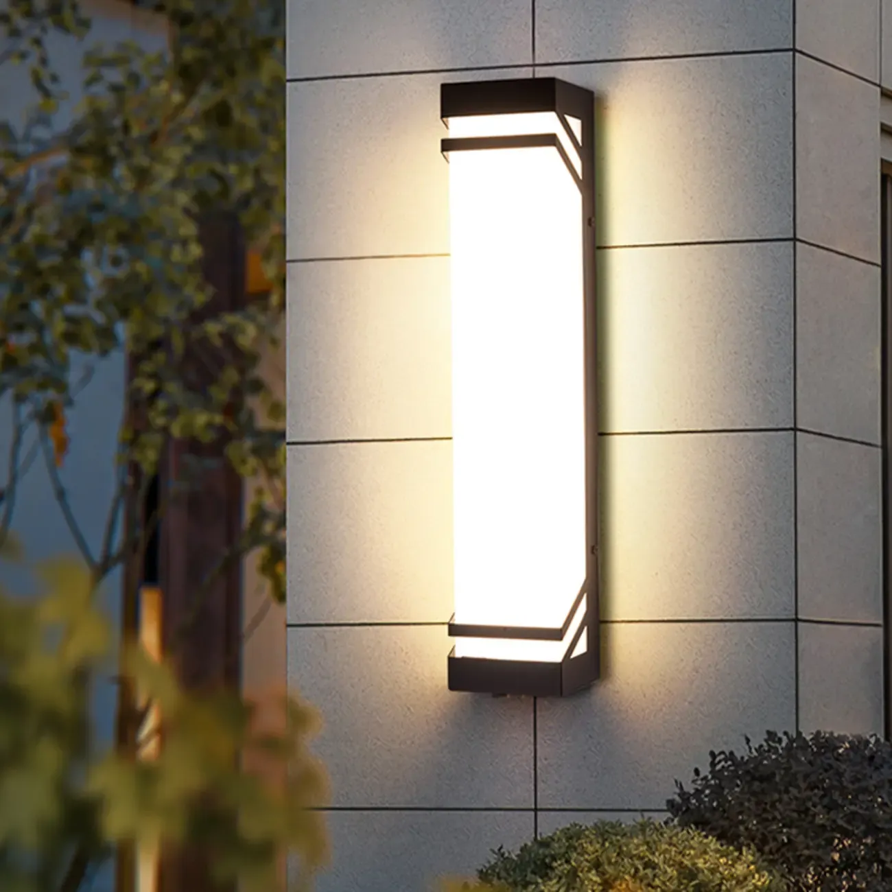 Modern Square 2-Light Remote Outdoor Wall Sconce Dimmable