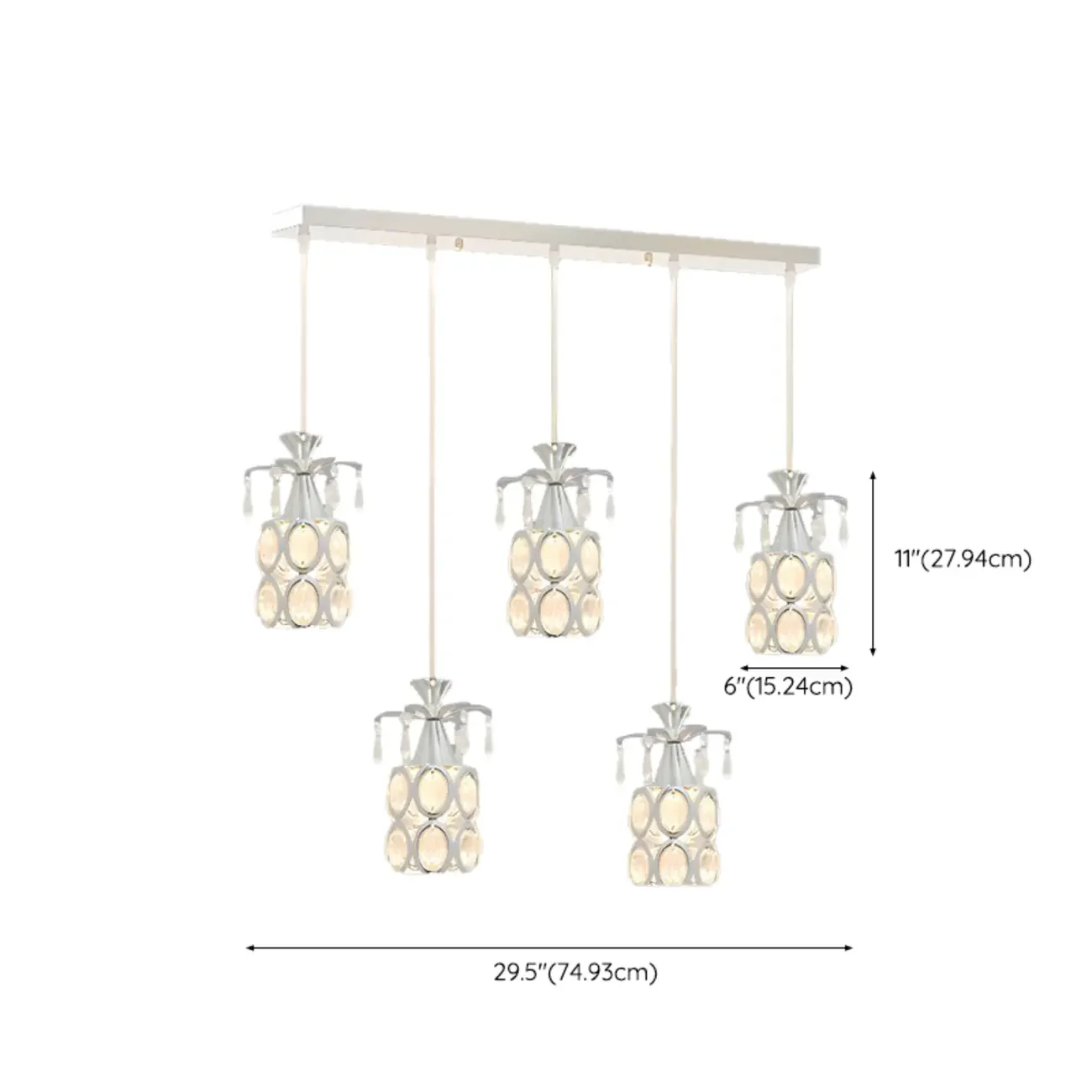 Elegant Cylinder Crystal Kitchen Island Pendant Light with Spotlight