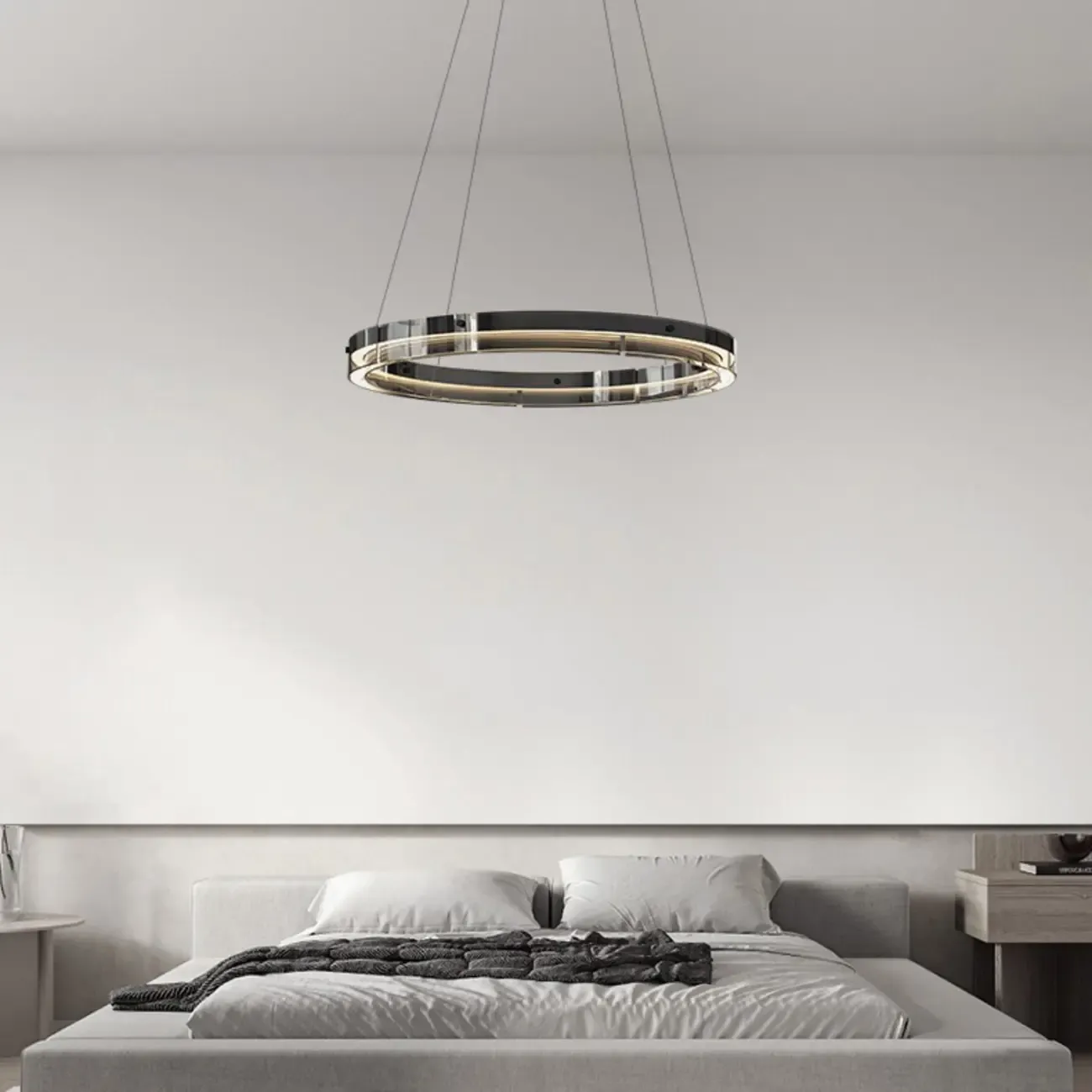 Modern LED Round Metal Chandelier with Flexible Height