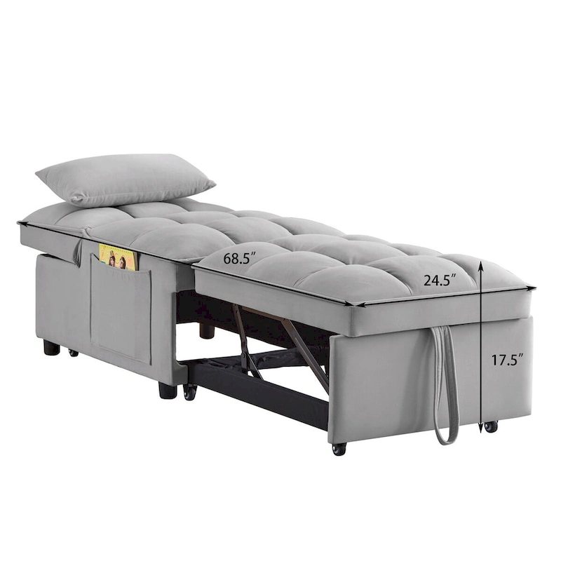 Convertible Recliners with Adjustable Backrest, Pillows and Pockets