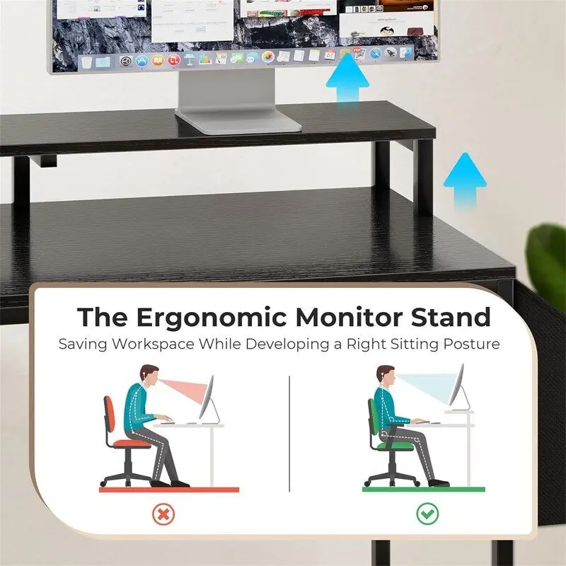 L Shaped Gaming Desk with LED Lights