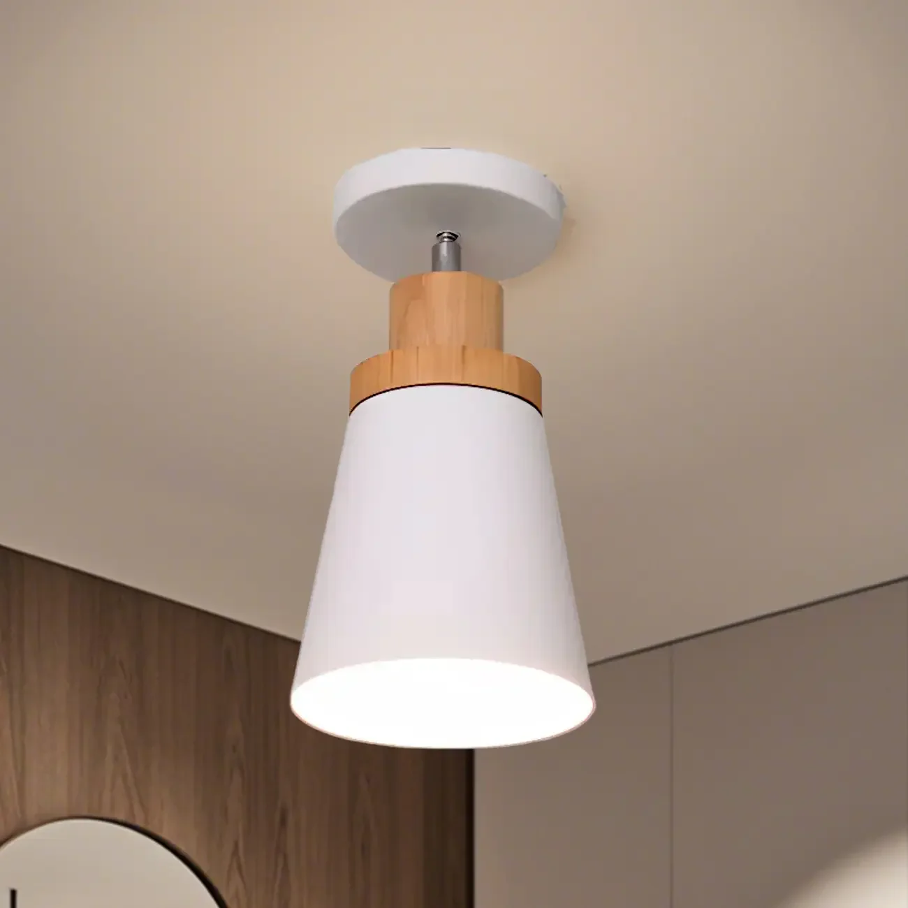 Green Cylinder Iron Modern Semi Flush Mount Ceiling Light