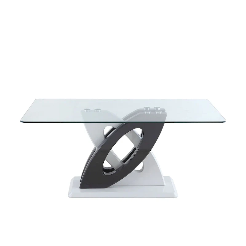 Somette Sophie Glass Top Dining Table - White
