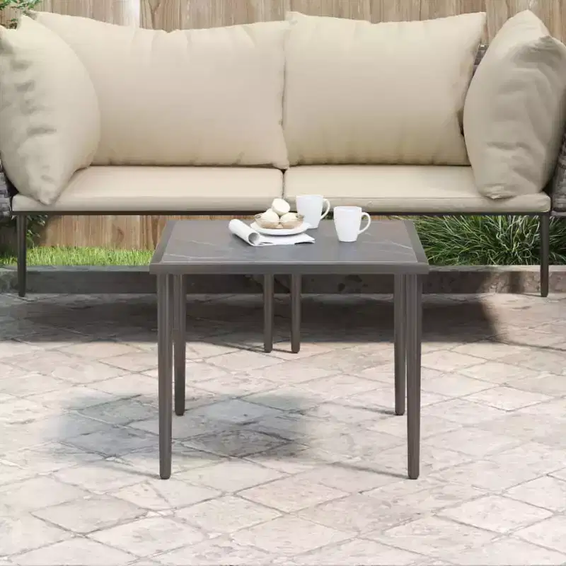 vidaXL Garden Table Grey Steel Small Modular Garden Table Square