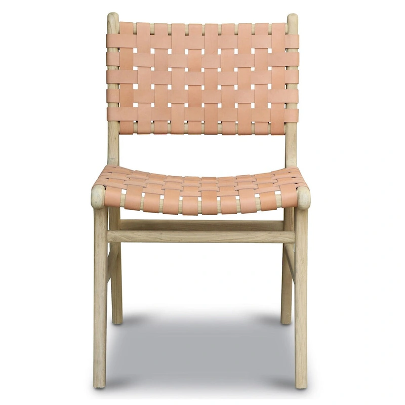 Poly and Bark Banda Teak & Leather Dining Chair - Solid Teak Wood Frame