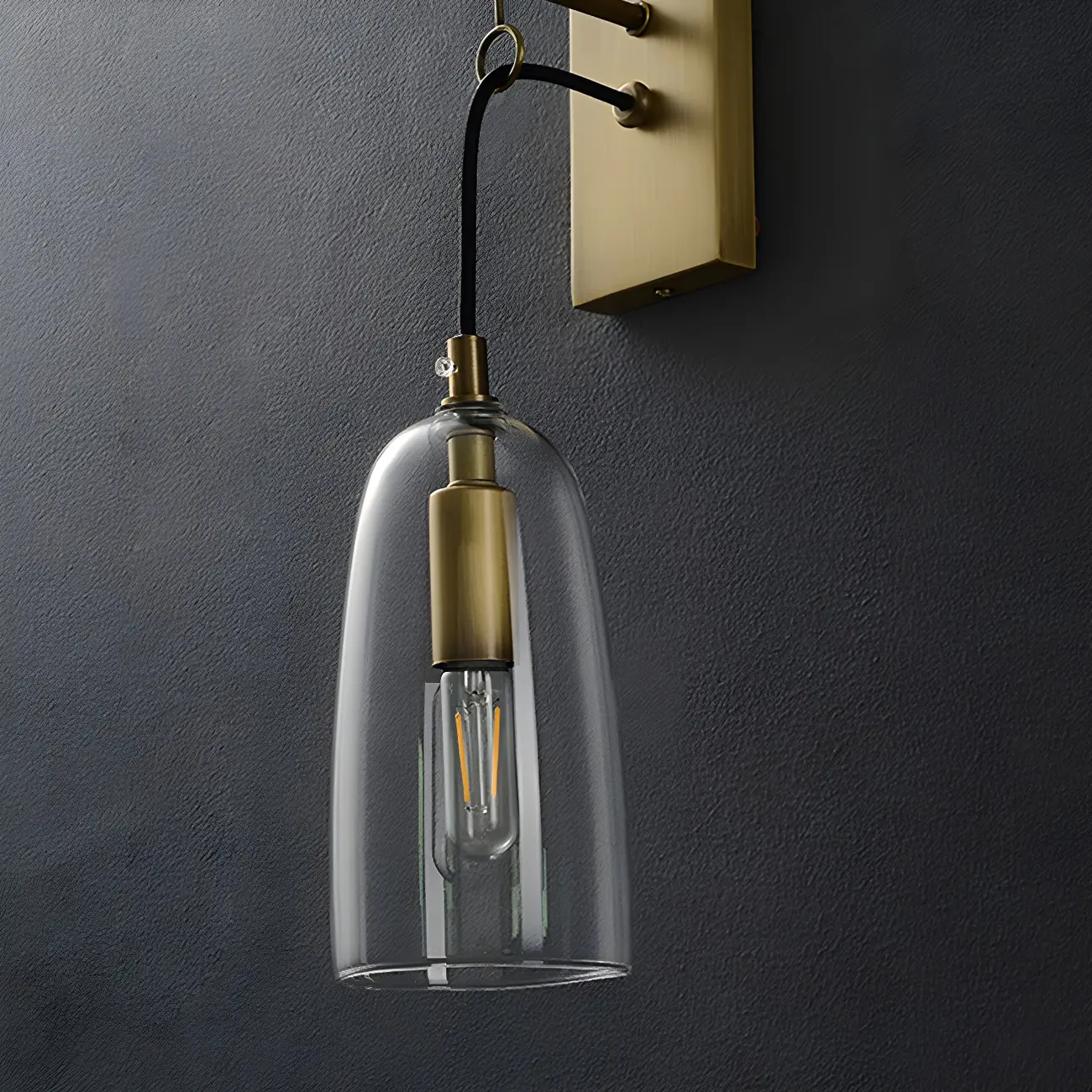 Gold Geometric Vanity Light with Clear Glass Shade