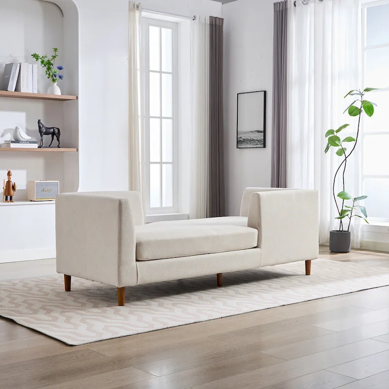 Wide Modern Double-Sided Upholstered Chaise Lounge