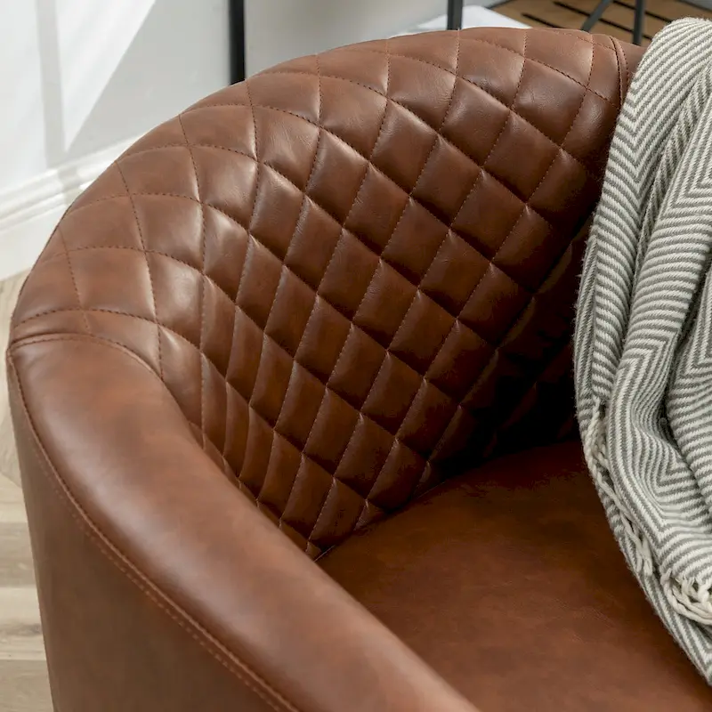 KINWELL 29  PU Faux Leather Club Armchair with Nailheads, Set of 2