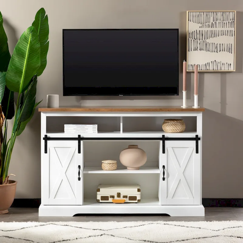 52-Inch Highboy TV Stand with Sliding Barn Door