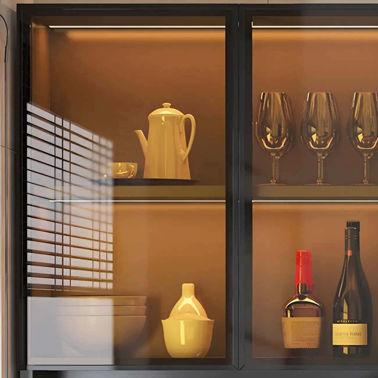 Kitchen Grey Wooden Wall-Mounted China Cabinet