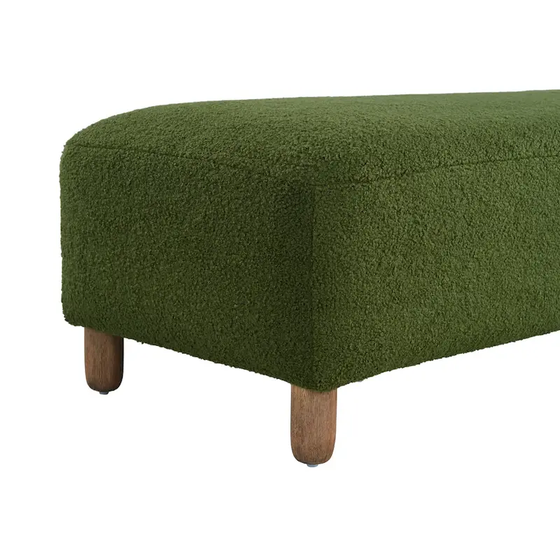 Fabric Upholstered Ottoman Bench with Wood Frame