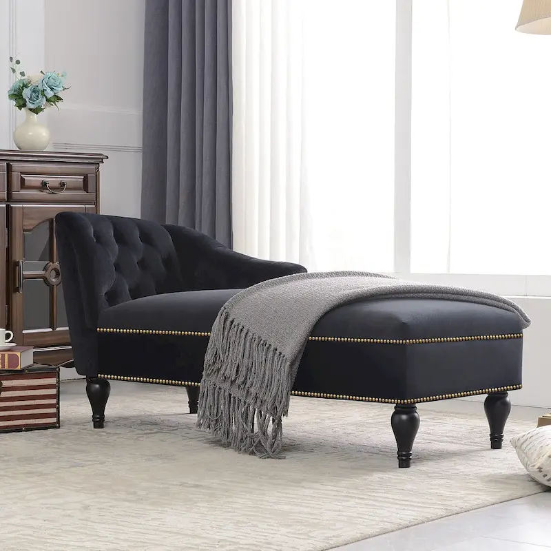 [New+Video] 58 Velvet Chaise Lounge - 26.50 x 58.00 x 28.60