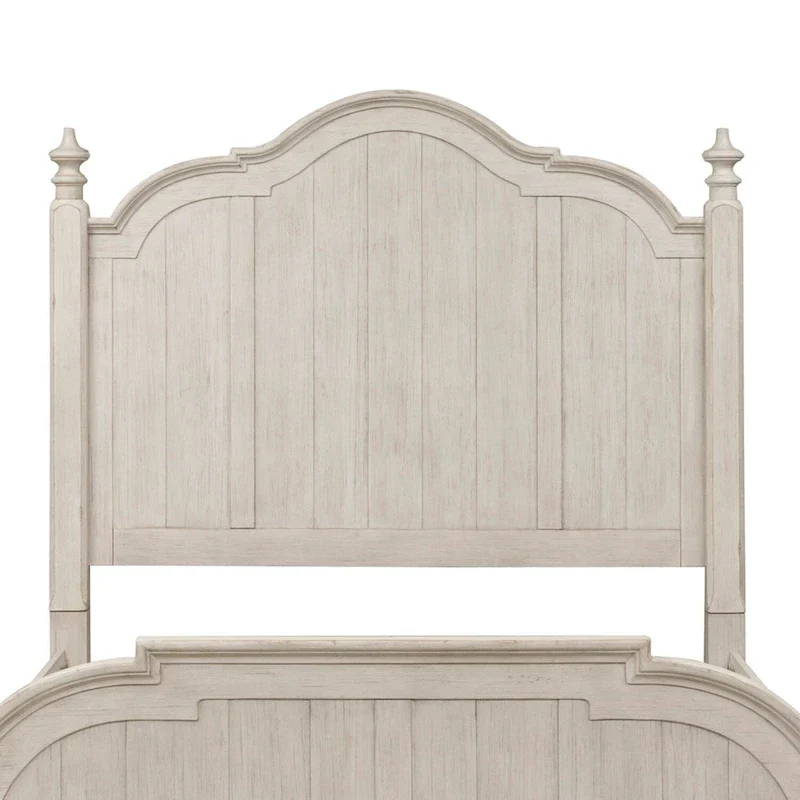 Farmhouse Reimagined Antique White with Chestnut King Poster Headboard