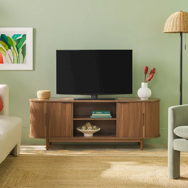 Modern Reeded 60-inch TV Stand with Rounded Edges