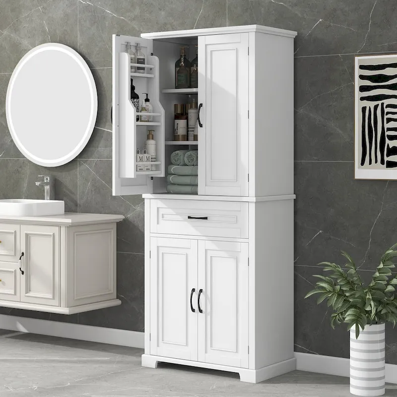 Bathroom Storage Cabinet with Drawer and Adjustable Shelf