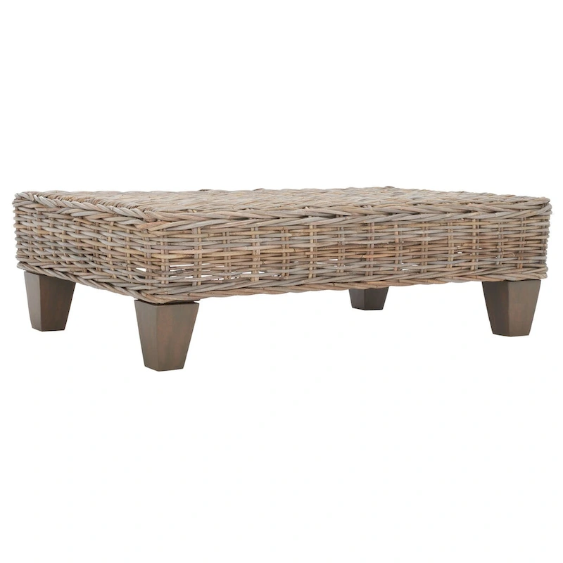 SAFAVIEH Caron Washed Natural Wicker Bench - 41  W x 28  D x 12  H - 41Wx28Dx12H