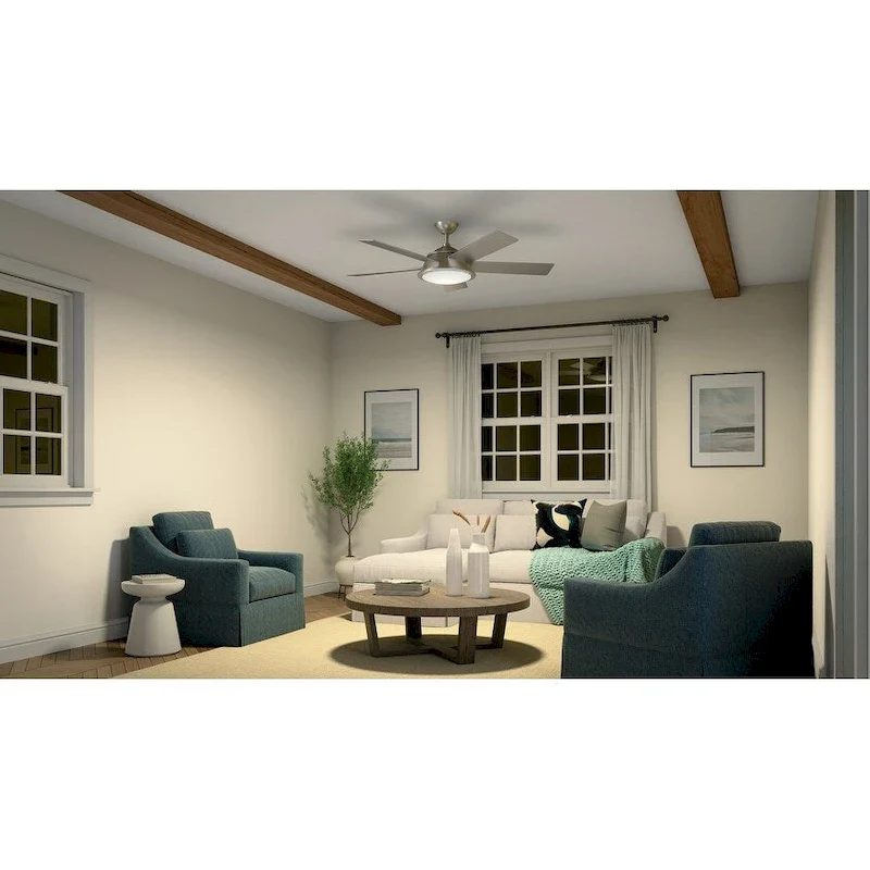 Kichler Verdi 56 Inch LED Ceiling Fan Brushed Nickel with Silver and Driftwood Blades