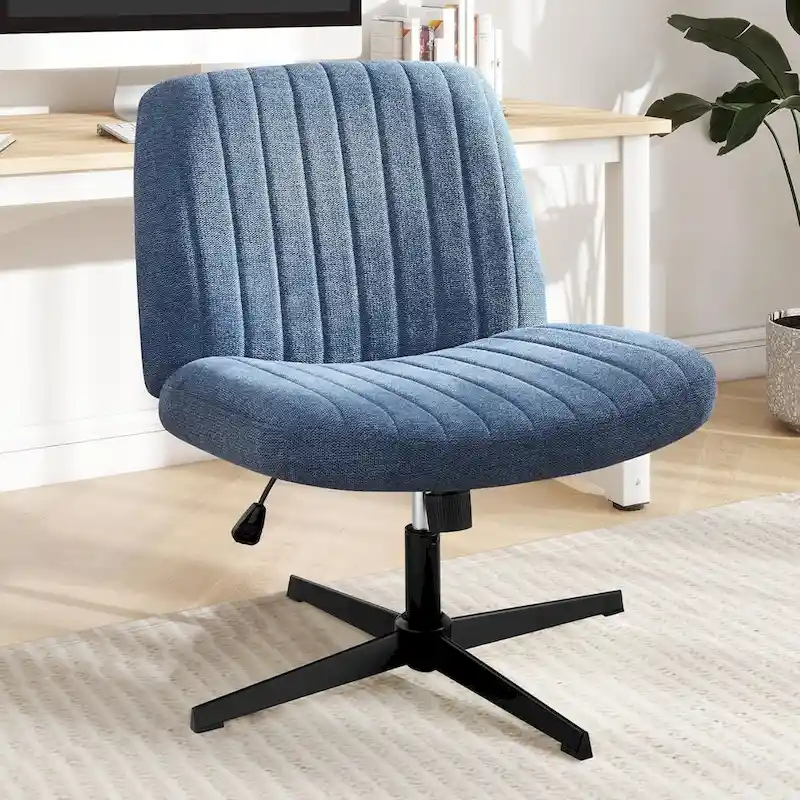 Wide Armless Swivel Desk Chair with Wheels