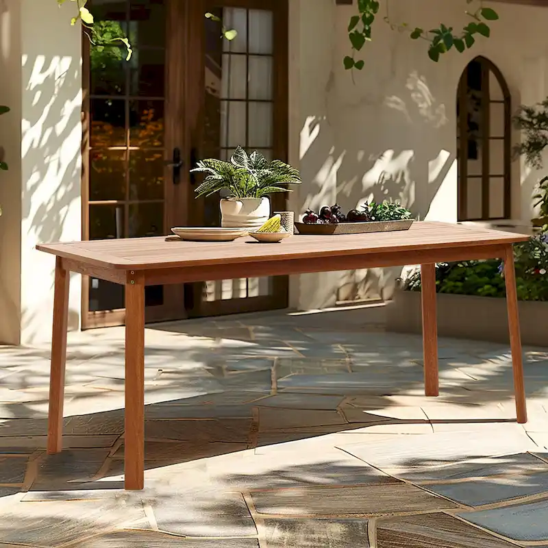 6-Person 70.5 Wide Outdoor Wooden Rectangular Dining Table