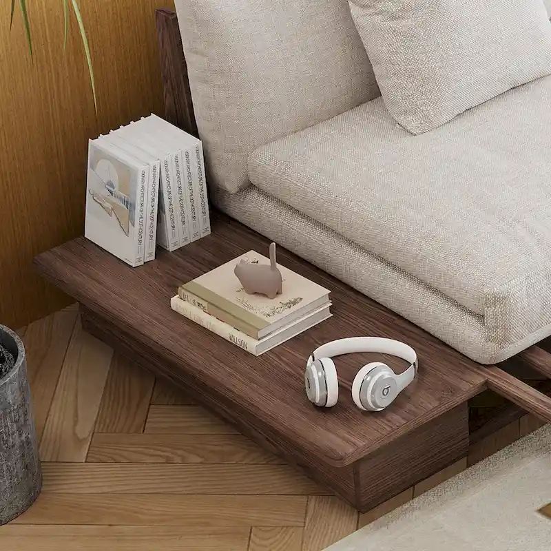 JASIWAY Modern Solid Wood Upholstered Cotton Linen Sofa