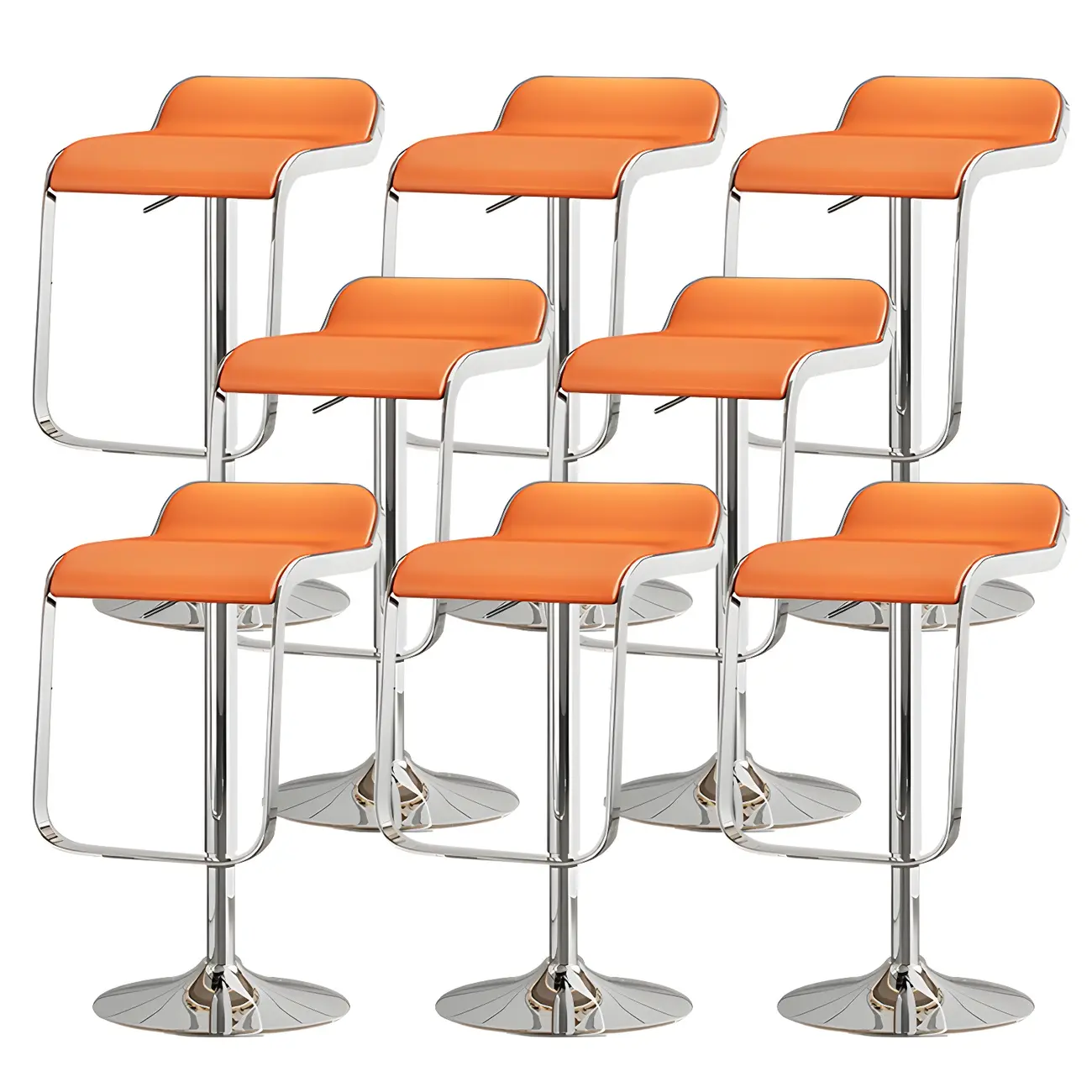 Leather Low Back Metal Adjustable Swivel Bar Stools