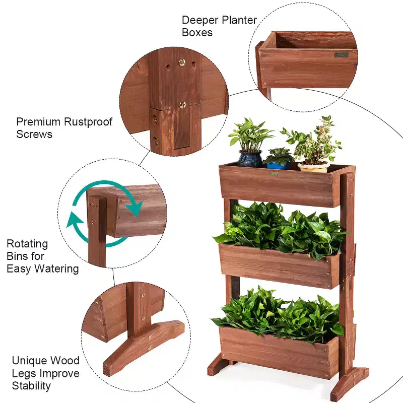 Costway 3-Tier Raised Garden Bed Vertical Freestanding Elevated Planter Patio Balcony