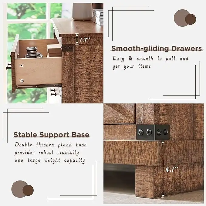 Farmhouse 6 Drawers Dresser, Wood Chest of Drawers, Closet Dresser