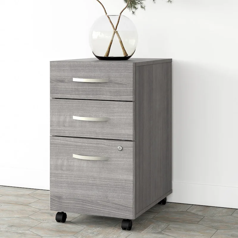 Platinum Gray / White / Storm Gray 3-Drawer Rolling File Cabinet – 1 Person