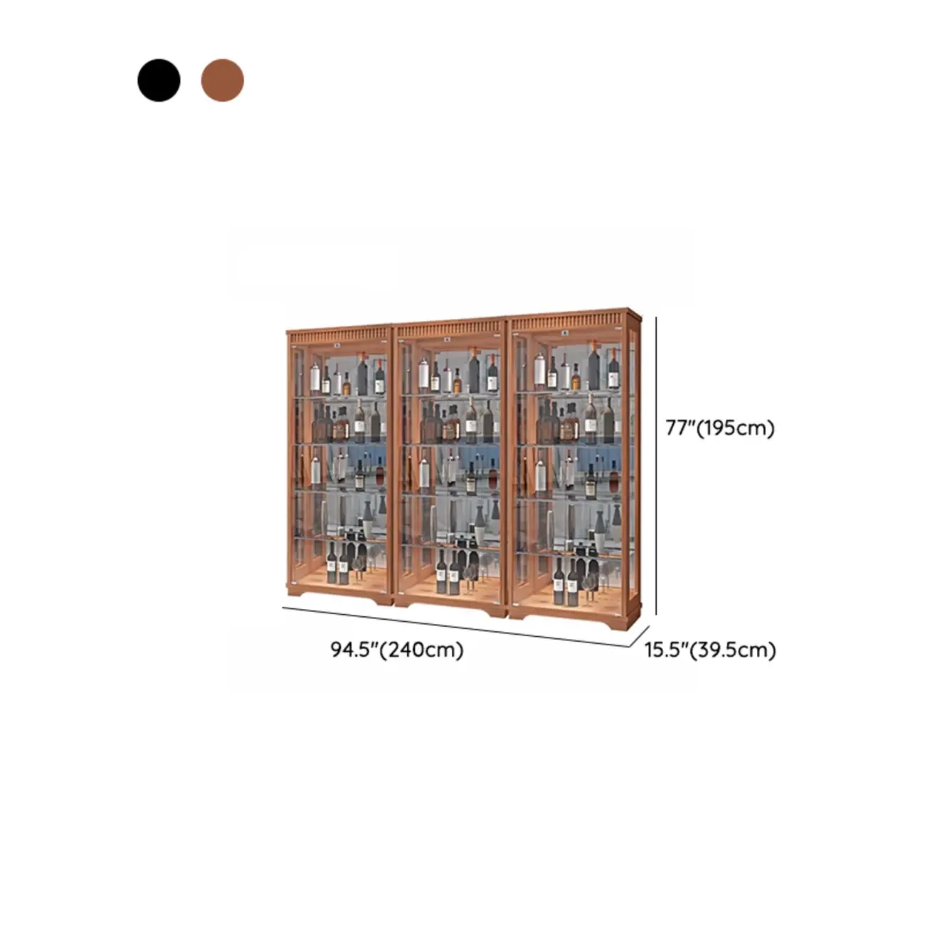 Modern Natural Wood Wine Rack with Glass Shelf