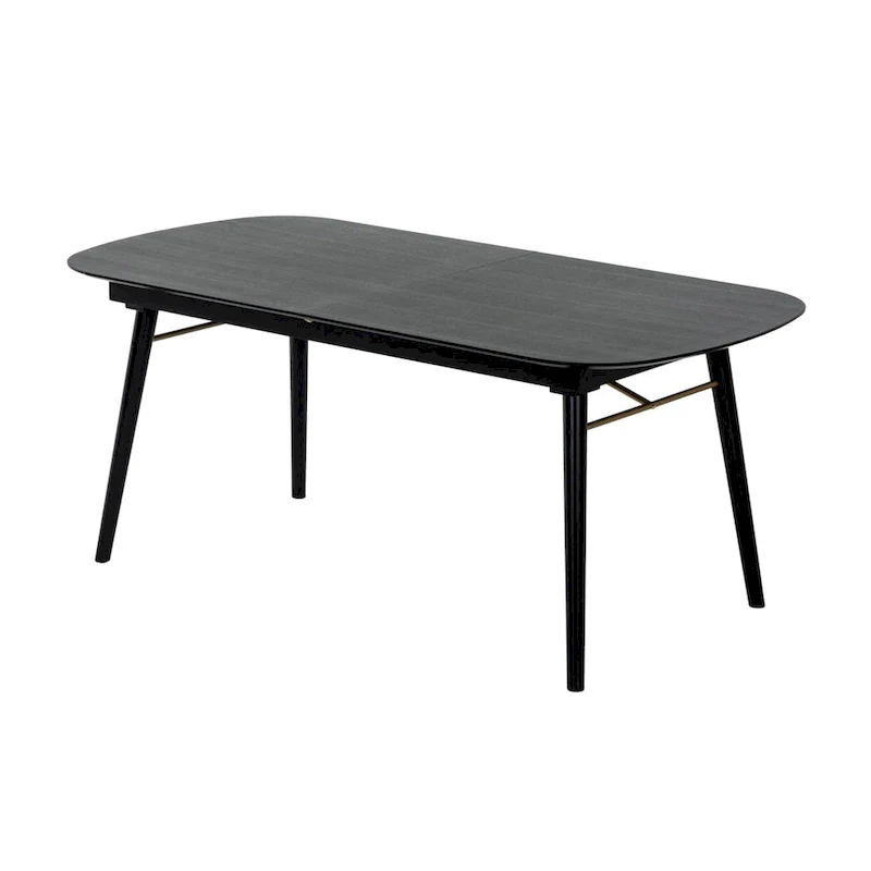 Extendable Obround Dining Table with Wood Grain Top – Charcoal Gray