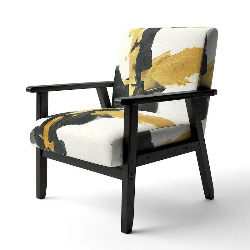 Geometric Black And Teal IV Upholstered Accent Chair