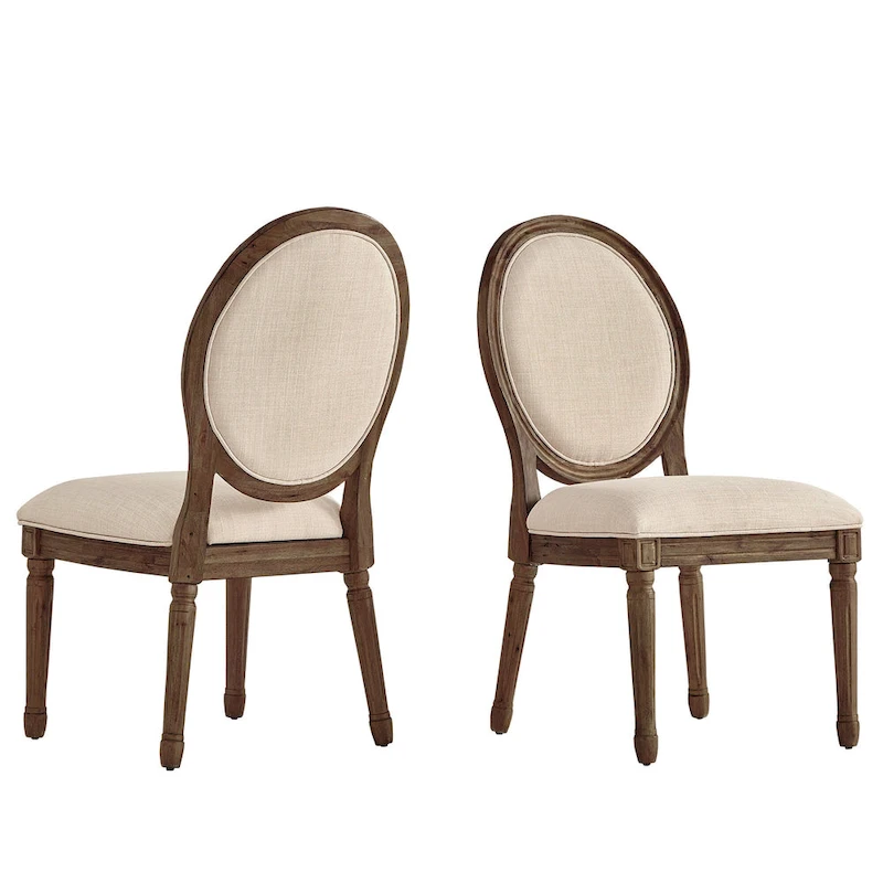 Deana Round Linen and Wood Dining Chairs (Set of 2) by iNSPIRE Q Artisan