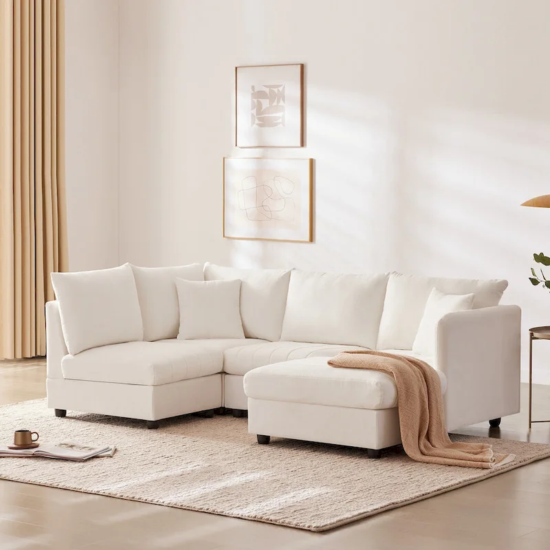 89 Polyester Modular Sectional Sofa with Deep Seat & Ottoman
