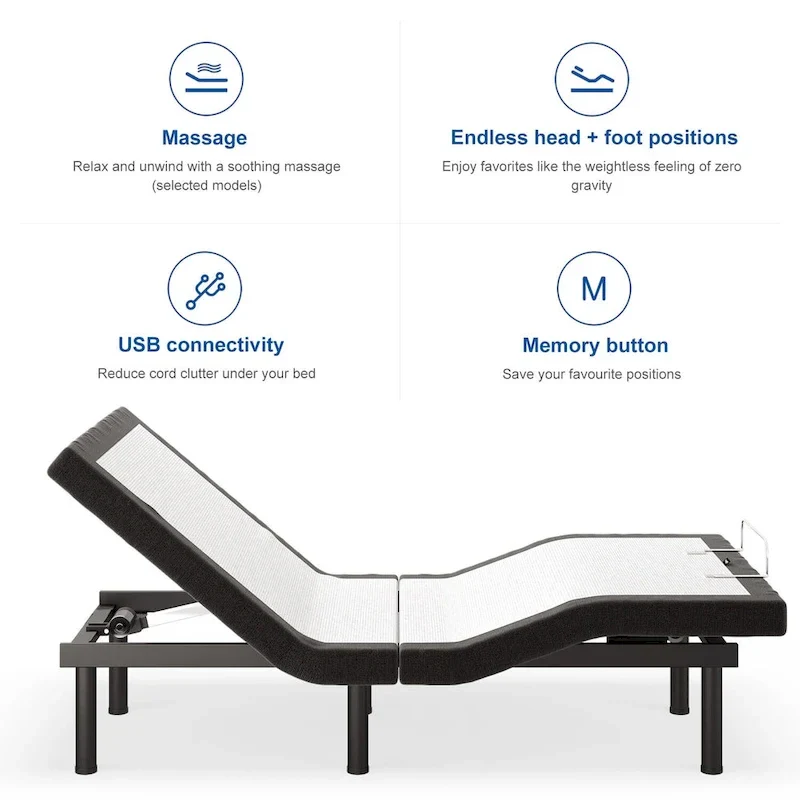 Massaging Zero Gravity Adjustable Bed with Wireless Remote
