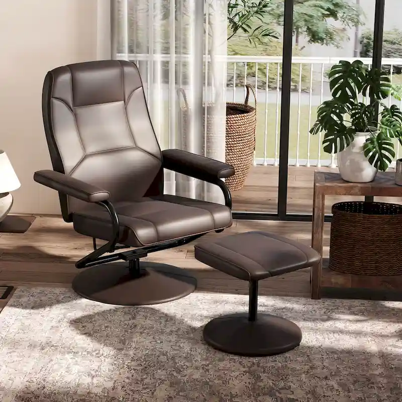 Costway Reclining Chair with Ottoman Lounge Accent Armchair Padded
