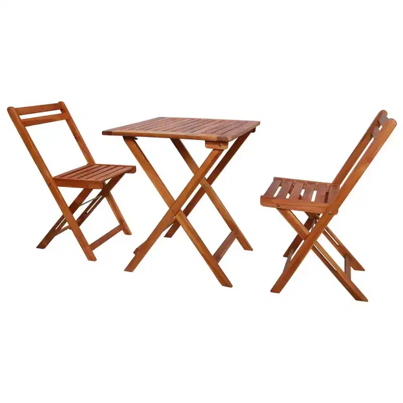 vidaXL Bistro Set Wood Tone Solid Acacia Wood Foldable Bistro Set