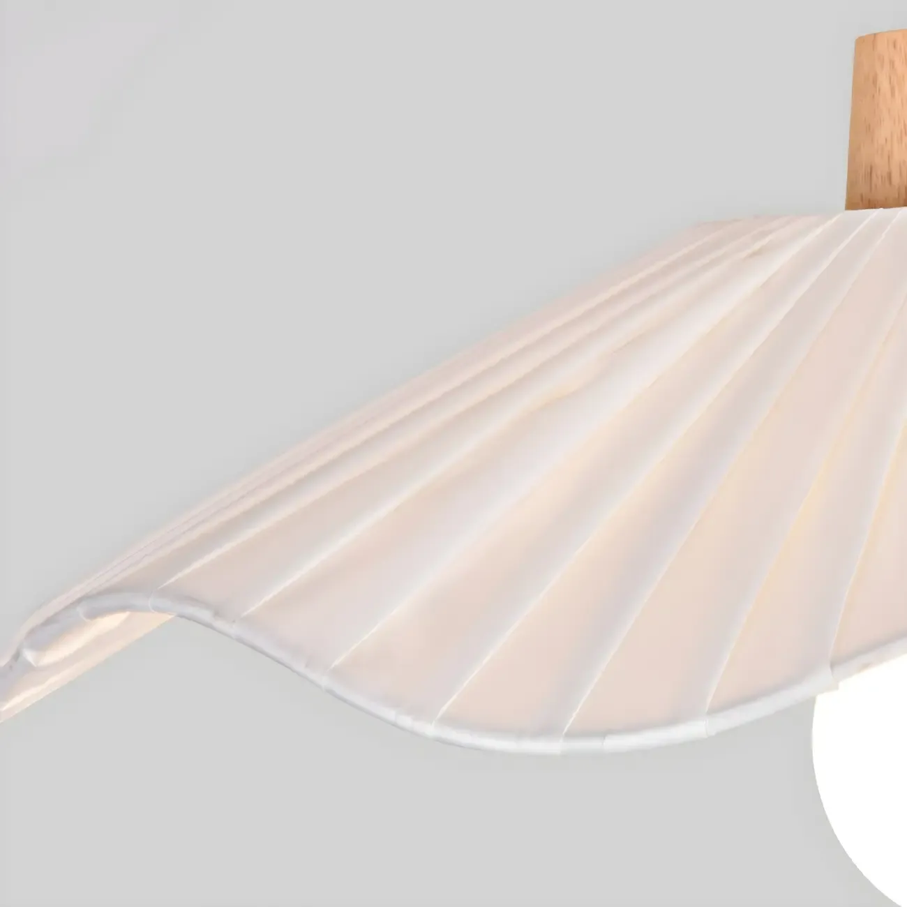 Natural Finish Wood Semi Flush Ceiling Light with Fabric Shade