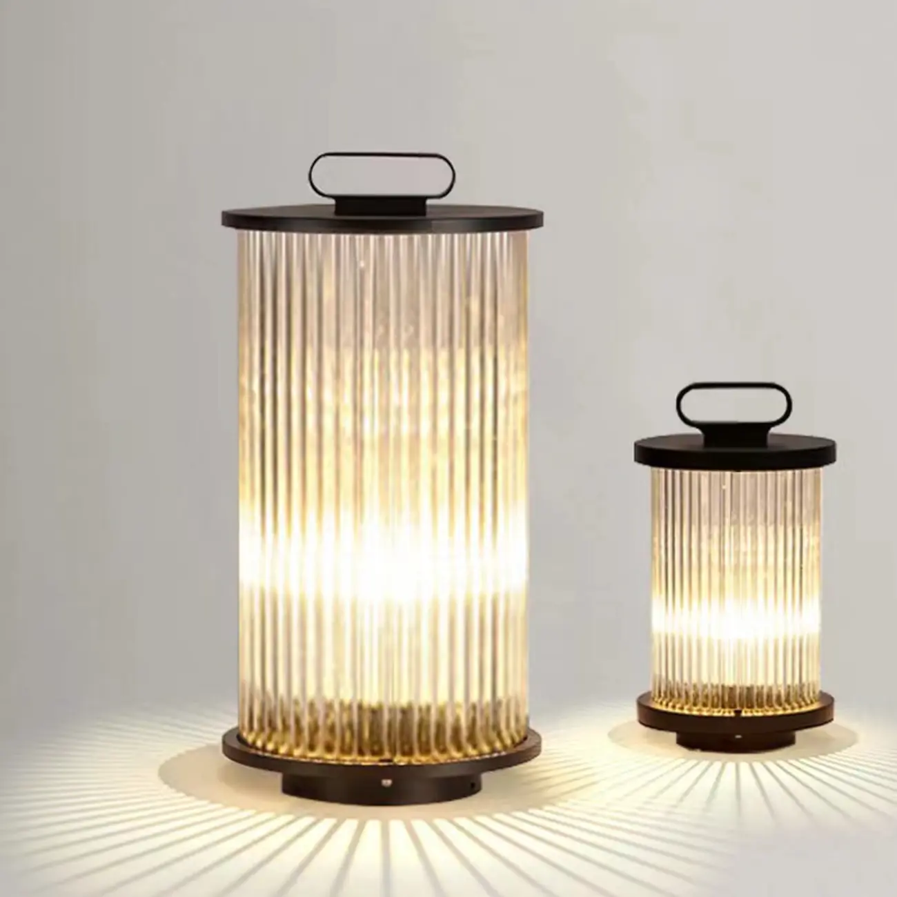 Black Metal Cylindrical Glass Post Cap Light