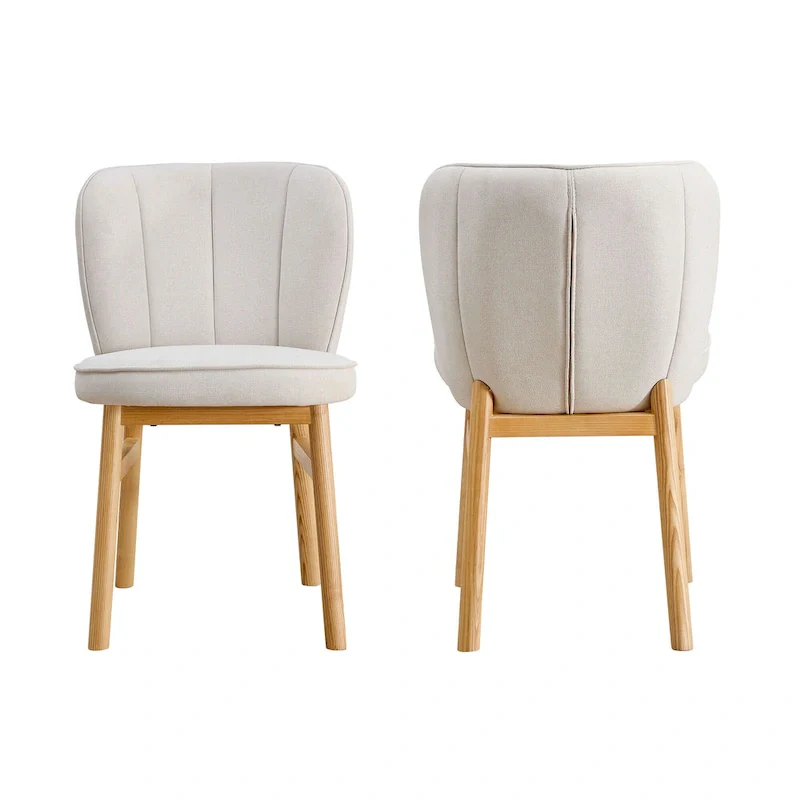 Wooden Frame Upholstered Shell Dining Chairs set of 2