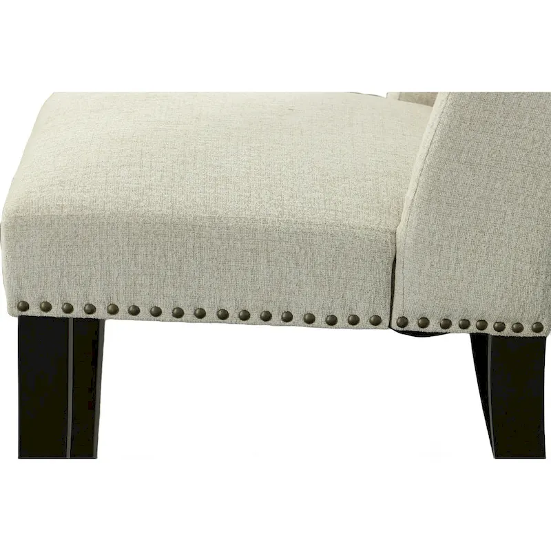 Beige Upholstered Wingback Dining Chairs - Set of 2