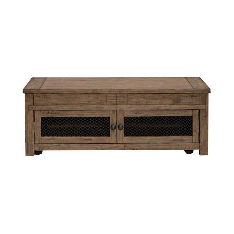Pine Lift Top Cocktail Table with Storage – Weathered Toffee