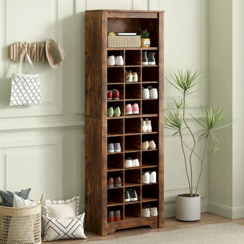 Stylish Design 30 Shoe Cubby Console
