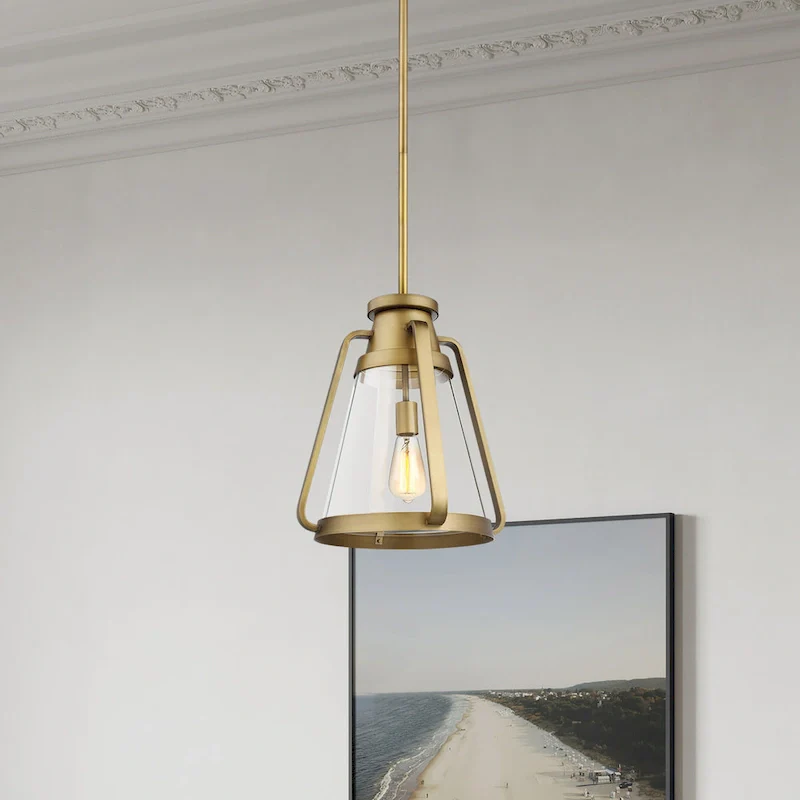 Everett 1 Light 10 Inch Pendant Natural Brass with Clear Glass - Natural Brass