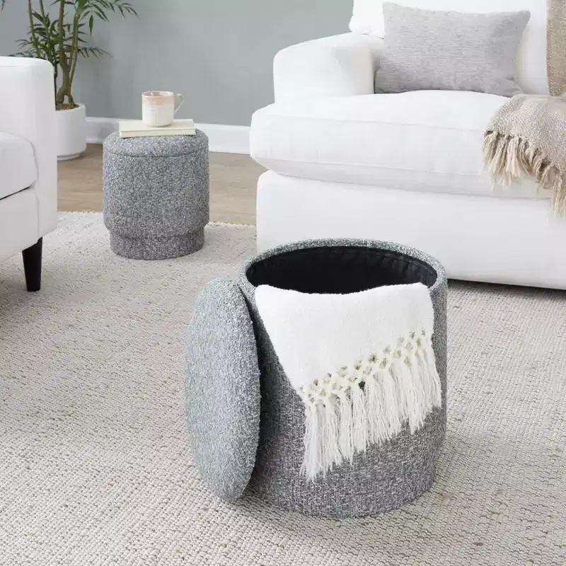 LumiSource Marla Upholstered Ottoman Set Fabric
