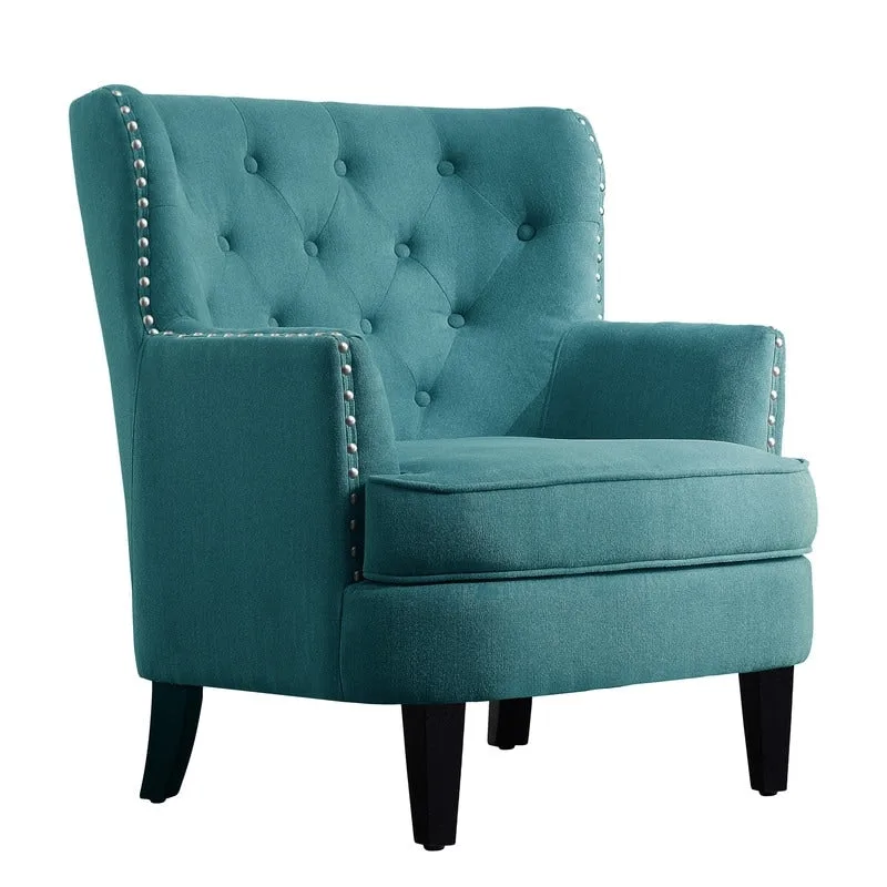 Moser Bay Mignon Velvet / Linen 30  Wide Tufted Wingback Accent Chair