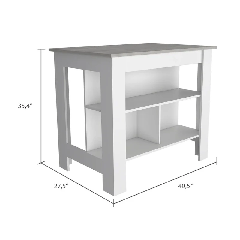 Rockaway 3-Shelf Kitchen Island White and Onix
